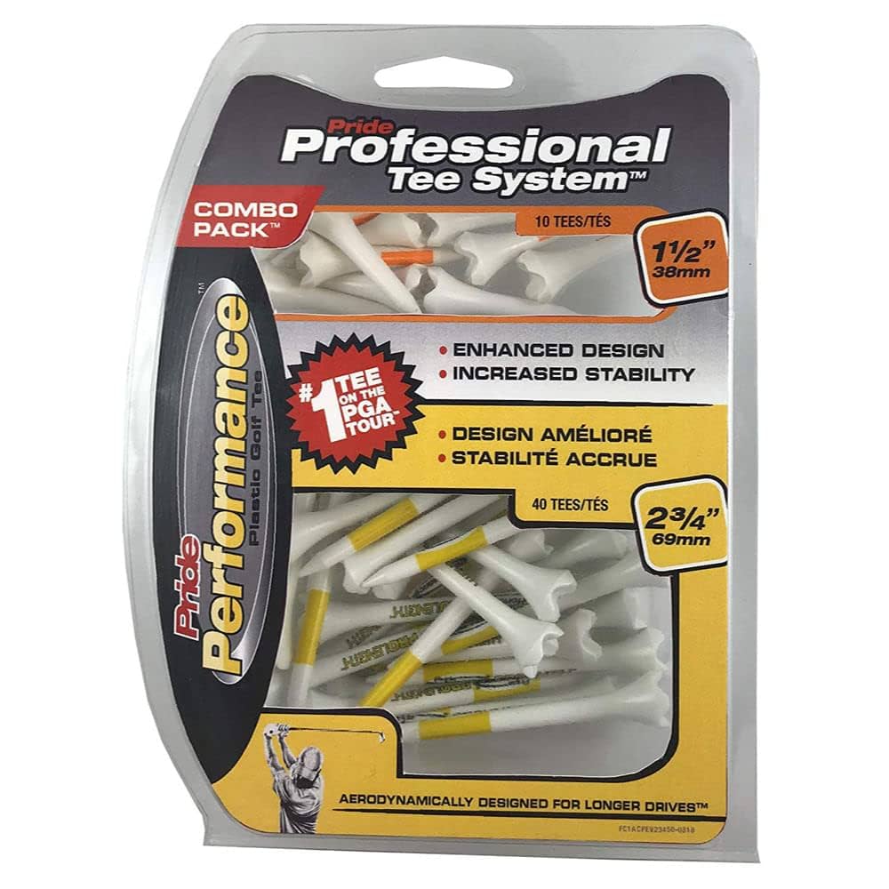 Pride PTS Plastic Golf Tees Combo 50 Pack